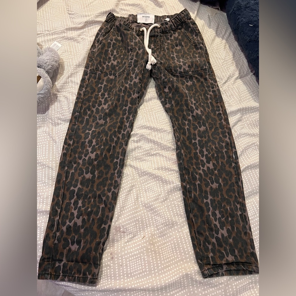 One Teaspoon Leopard Print Pants with Drawstring
